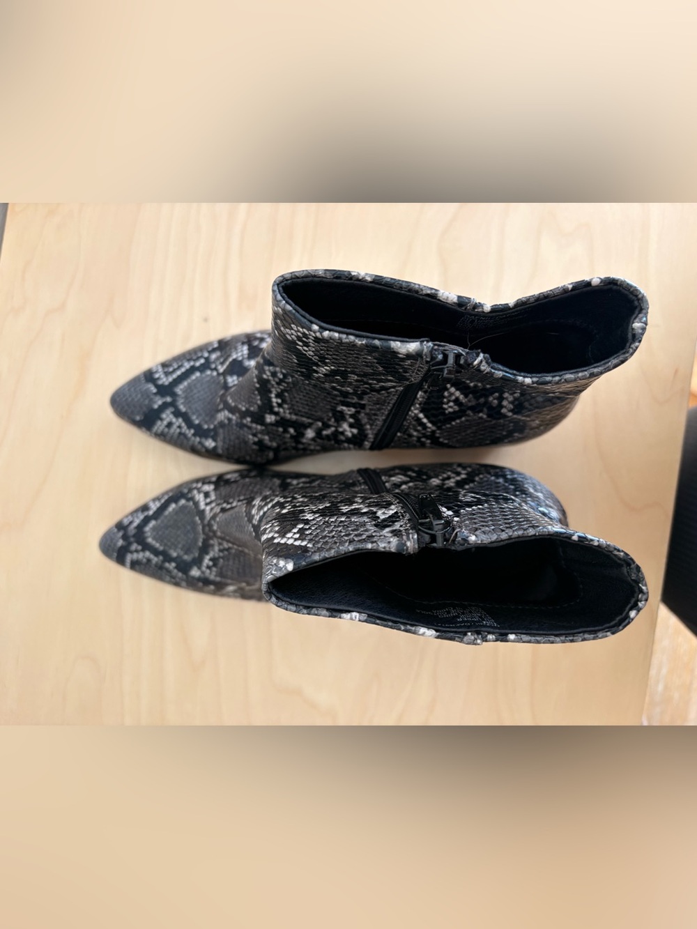 Madden Girl Snake-Print Pointed Toe Ankle Boots - Women's Black/Grey - Picture 7 of 10